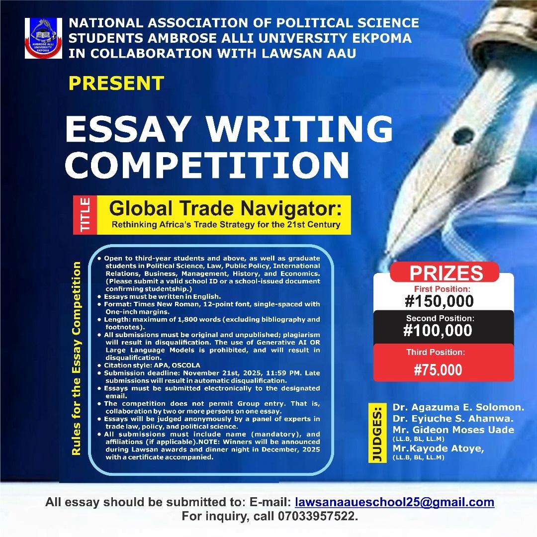 Global Trade Navigator: Ambrose Alli University Hosts Major National Essay Competition